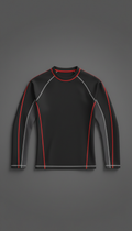 Black long sleeve rashguard with redline accents