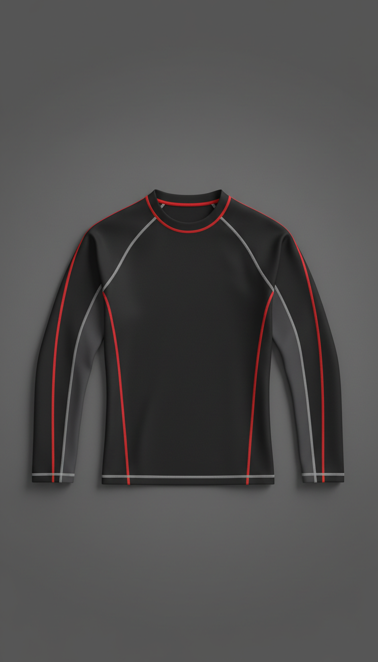 Black long sleeve rashguard with redline accents